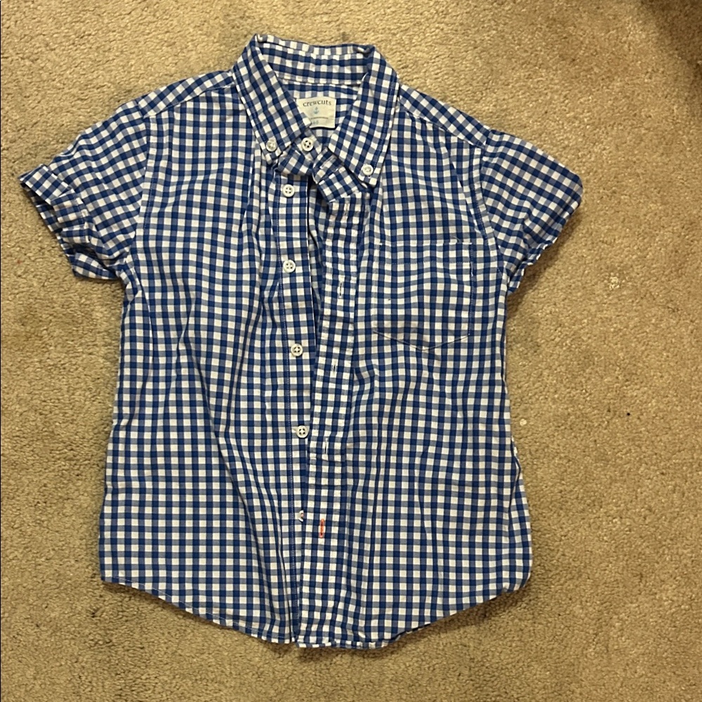 Crewcuts Blue and White Gingham Button Down Shirt